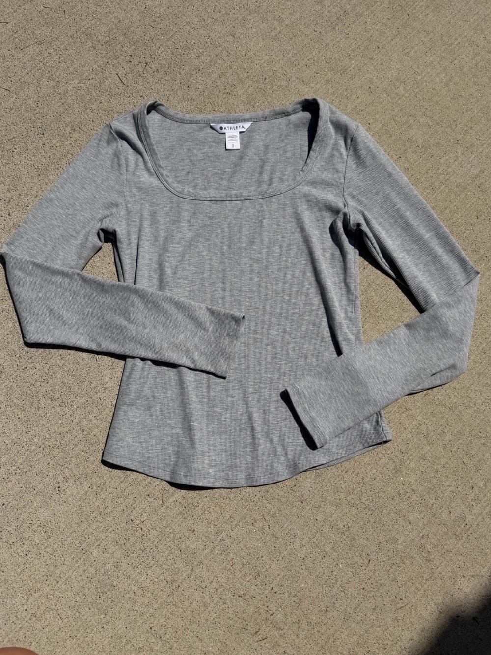 Athleta Heather Gray Long Sleeve Crewneck Top